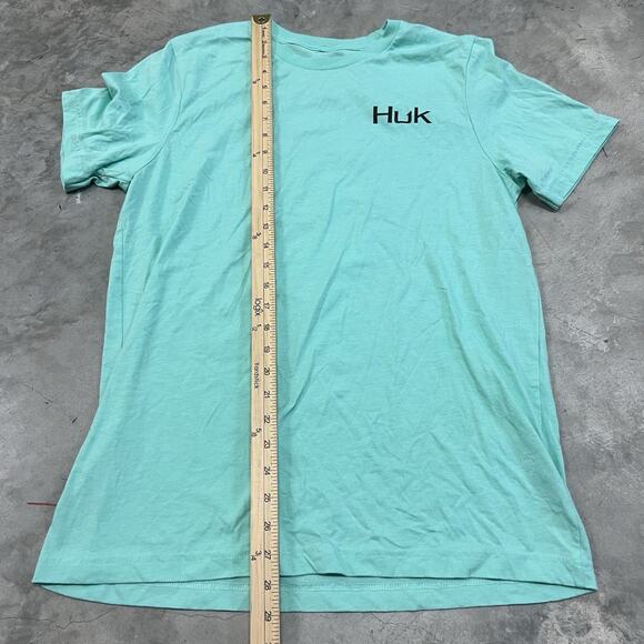 Huk Fishing Performance Crew Short Sleeve Shirt Men's Size Large Blue Green - Picture 4 of 6